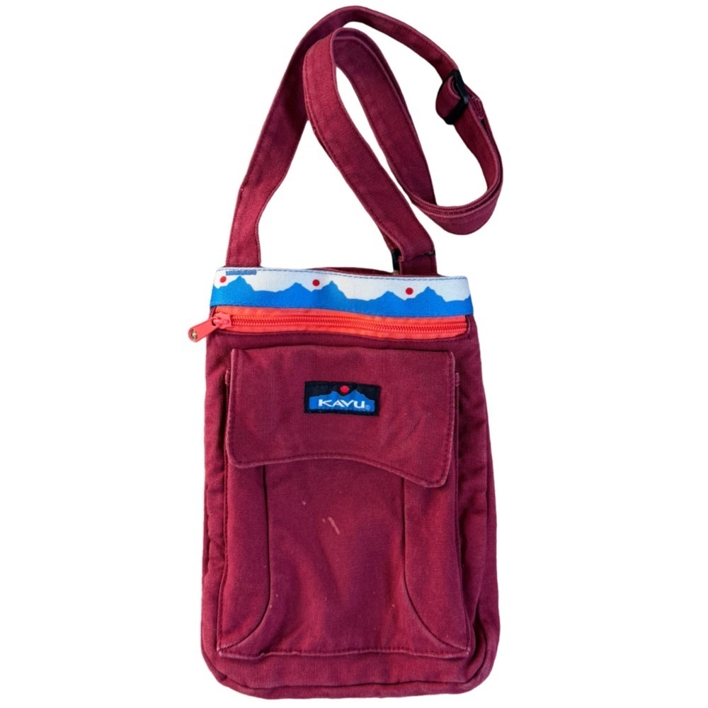 KAVU Keeper Burgundy Canvas Crossbody Shoulder Bag